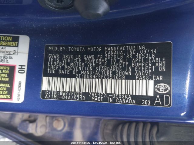 2T1BURHE5FC251659 Toyota Corolla S Plus