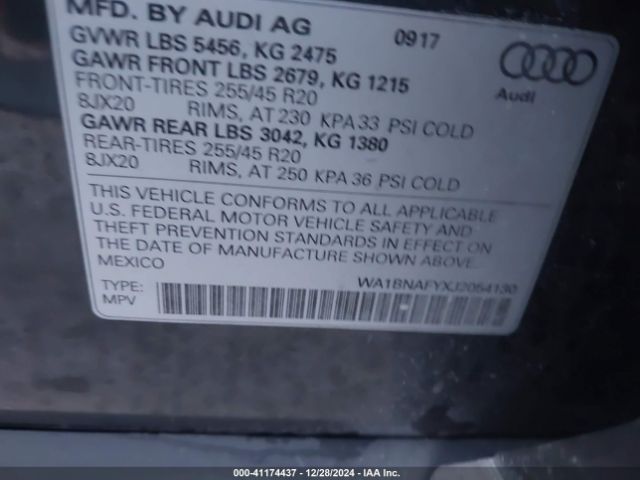 WA1BNAFYXJ2054130 Audi Q5 2.0t Premium/2.0t Tech Premium