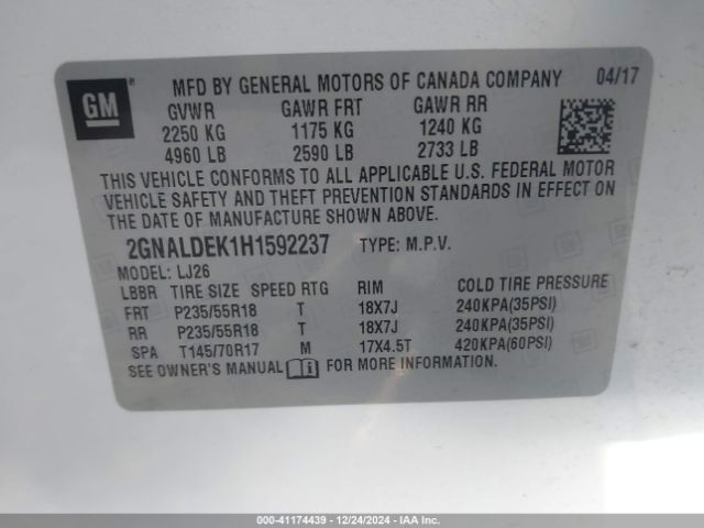 2GNALDEK1H1592237 Chevrolet Equinox Premier