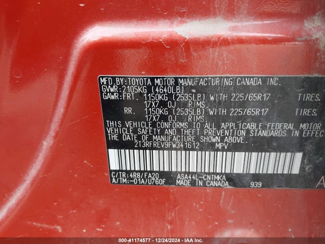 Toyota Rav4 Xle 2015 2T3RFREV9FW341612 Image 9