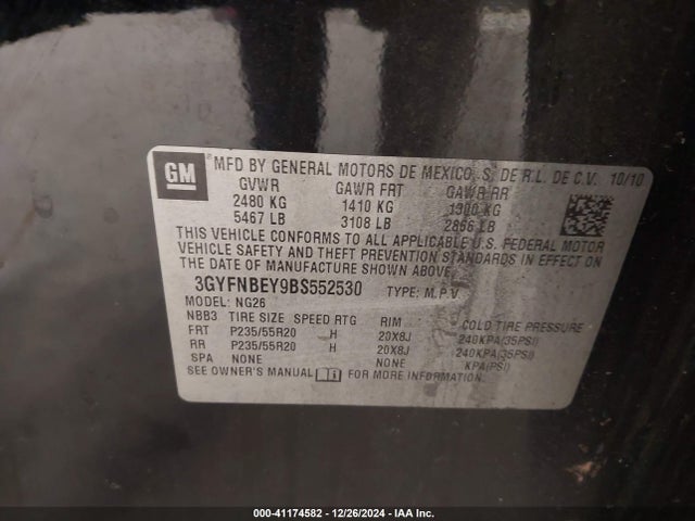 2011 CADILLAC SRX 3GYFNBEY9BS552530 Photo 8