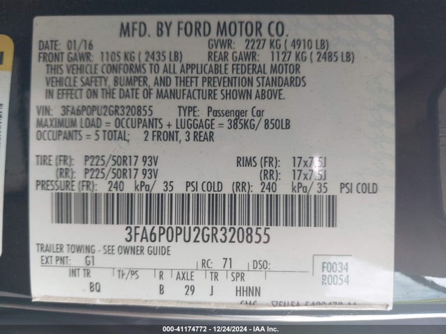 3FA6P0PU2GR320855 Ford Fusion Energi Se Luxury