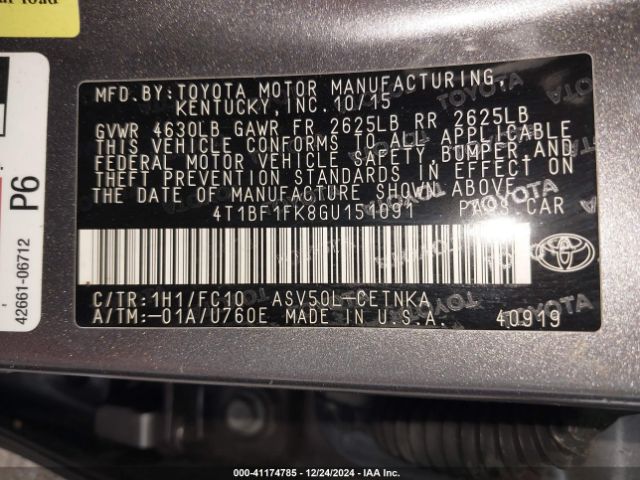 4T1BF1FK8GU151091 Toyota CAMRY LE