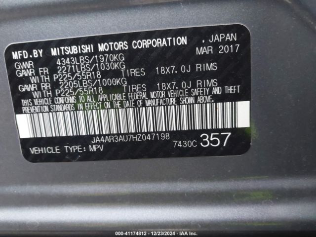 JA4AR3AU7HZ047198 Mitsubishi Outlander Sport 2.0 Es