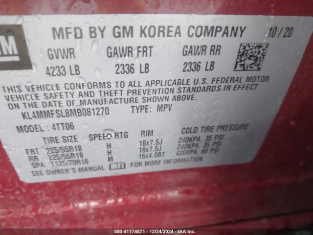 KL4MMFSL8MB081270 Buick Encore Gx Fwd Essence