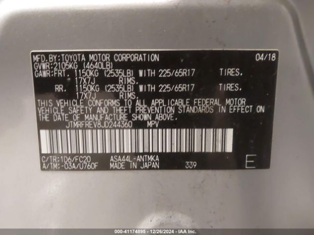 JTMRFREV8JD244360 Toyota Rav4 Adventure/xle