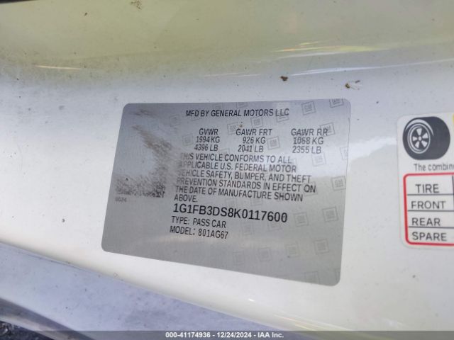1G1FB3DS8K0117600 Chevrolet Camaro 1lt