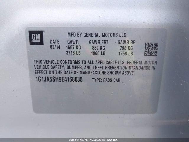Chevrolet Sonic Ls Auto 2014 1G1JA5SH9E4168035 Image 9