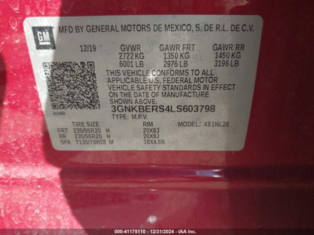 3GNKBERS4LS603798 Chevrolet Blazer Fwd Rs
