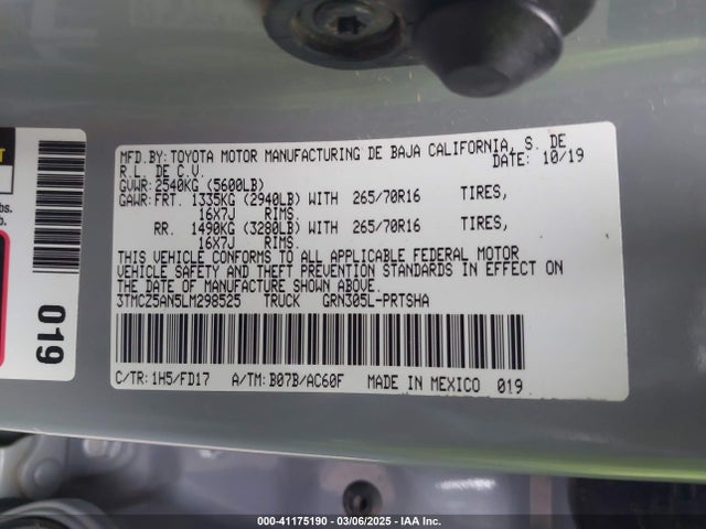 3TMCZ5AN5LM298525 Toyota Tacoma Trd Off-road