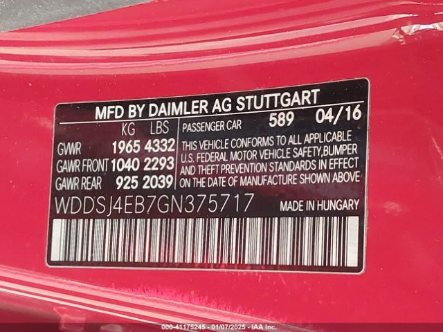 WDDSJ4EB7GN375717 Mercedes-Benz CLA 250