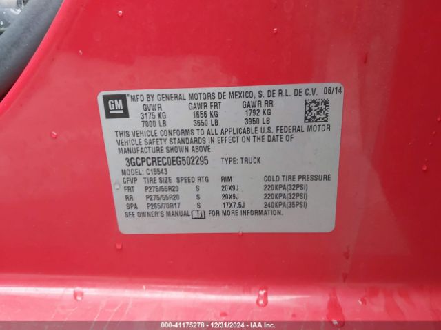 3GCPCREC0EG502295 Chevrolet Silverado 1500 1lt