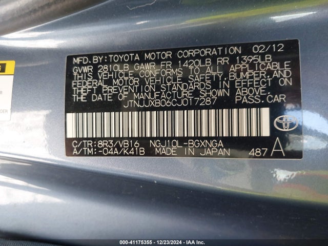 Продажа на аукционе авто 2012 Scion Iq, vin: JTNJJXB06CJ017287, номер лота: 41175355