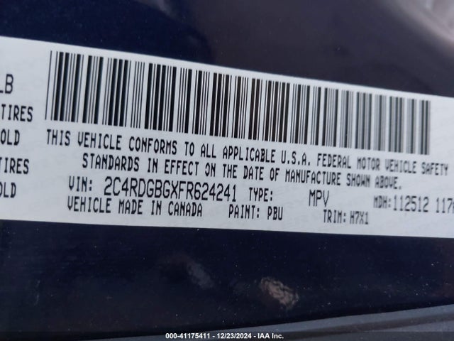 2C4RDGBGXFR624241 Dodge Grand Caravan Se