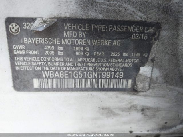 2016 BMW 320I WBA8E1G51GNT99149 Photo 8