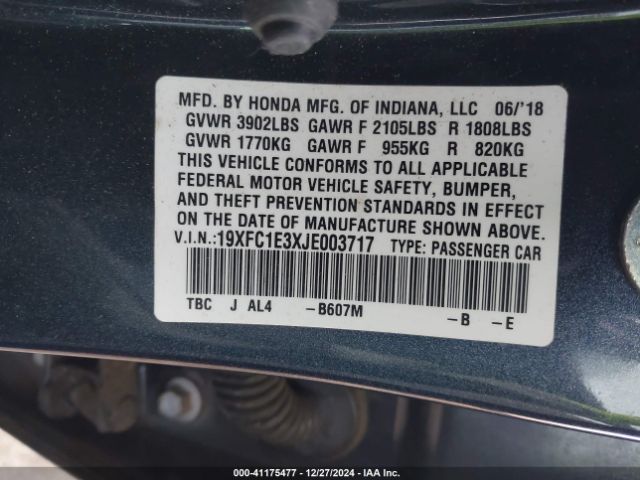19XFC1E3XJE003717 Honda Civic Ex-t