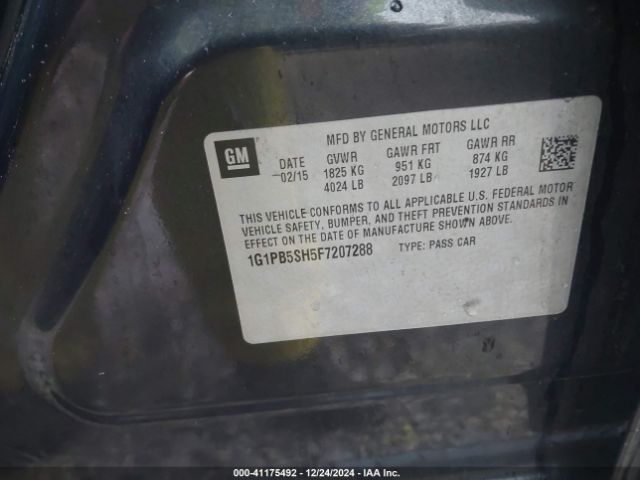 1G1PB5SH5F7207288 Chevrolet Cruze Ls Manual