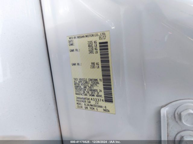 1N4AA6AP1HC433374 Nissan Maxima 3.5 Platinum