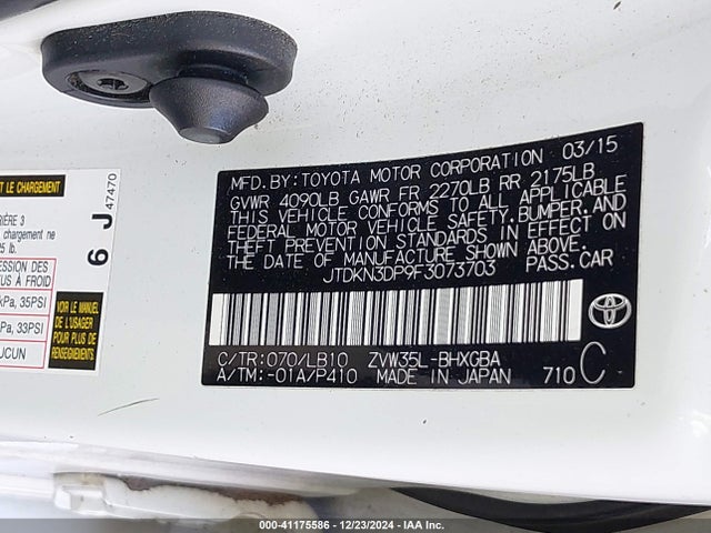 Toyota Prius Plug-in Advanced 2015 JTDKN3DP9F3073703 Image 9
