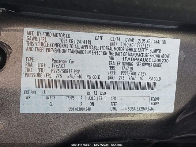 1FADP5AU8EL509230 Ford C-max Hybrid Se