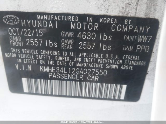 KMHE34L12GA027550 Hyundai Sonata Hybrid Limited