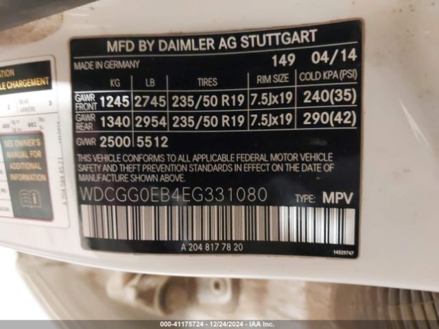 WDCGG0EB4EG331080 Mercedes-Benz Glk 250 Bluetec 4matic