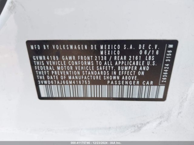 3VWD67AJ6GM416753 Volkswagen Jetta 1.4t Se