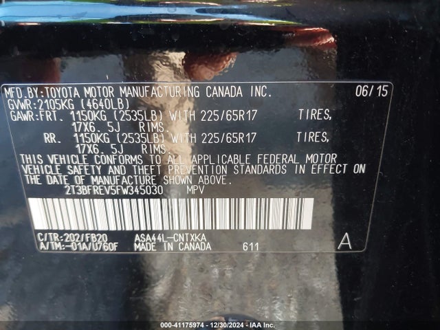 Toyota RAV4 LE 2015 2T3BFREV5FW345030 Image 9