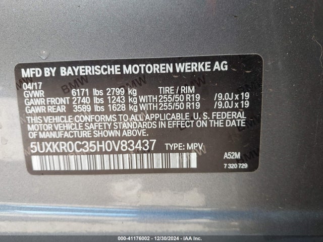 BMW X5 Xdrive35i 2017 5UXKR0C35H0V83437 Image 9