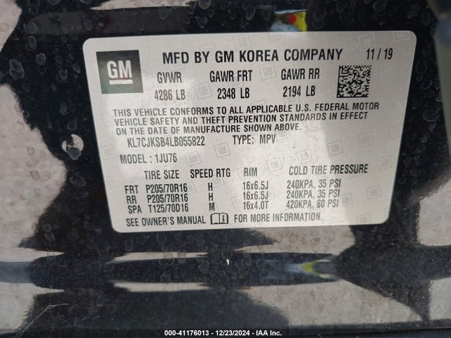 Chevrolet Trax Fwd Ls 2020 KL7CJKSB4LB055822 Image 9