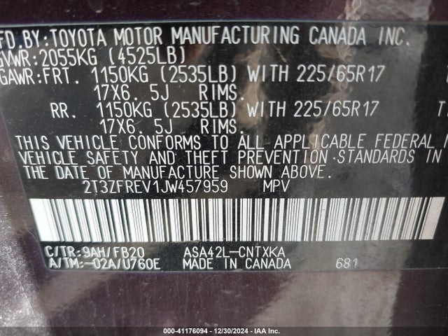 Toyota RAV4 LE 2018 2T3ZFREV1JW457959 Image 9