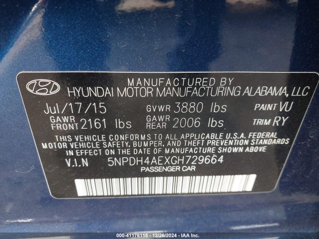 Hyundai Elantra Value Edition 2016 5NPDH4AEXGH729664 Image 9