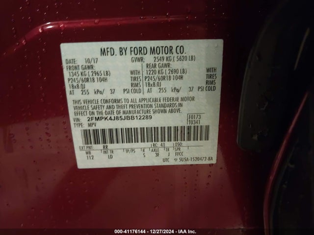 Ford EDGE SEL 2018 2FMPK4J85JBB12289 Image 9