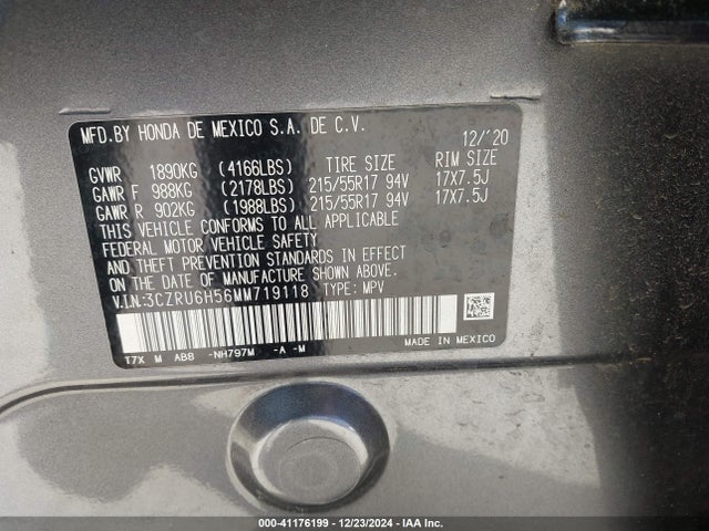 Honda Hr-v Awd Ex 2021 3CZRU6H56MM719118 Image 9
