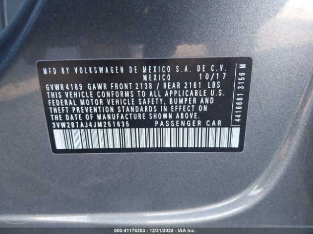 3VW2B7AJ4JM251635 Volkswagen Jetta 1.4t S