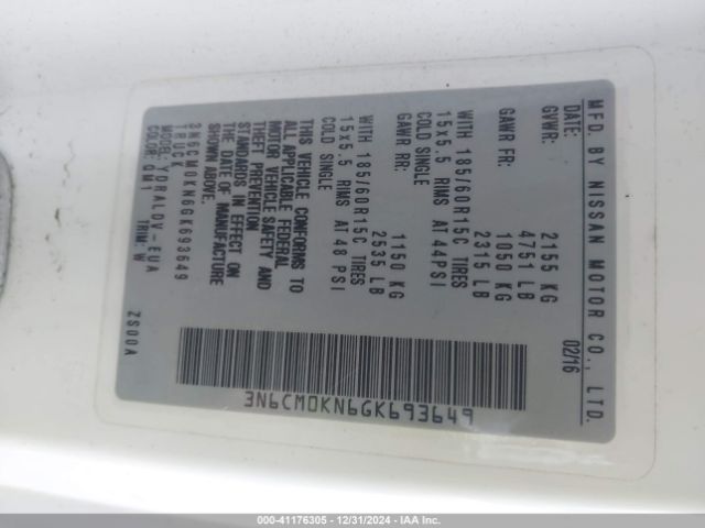 3N6CM0KN6GK693649 Nissan Nv200 S