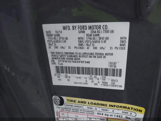 Ford F-150 Xlt 2014 1FTFW1ET6EKF87348 Image 9