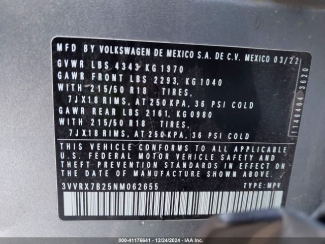 3VVRX7B25NM062655 Volkswagen Taos 1.5t Se