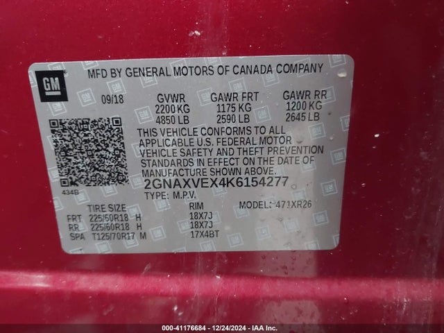 2GNAXVEX4K6154277 Chevrolet EQUINOX LT