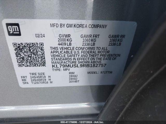 KL79MUSL9RB182757 Chevrolet Trailblazer Awd Rs