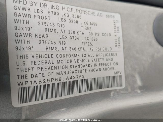 2009 PORSCHE CAYENNE WP1AB29P69LA43763 Photo 8