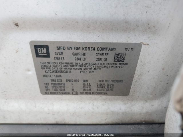 KL7CJKSBXGB534414 Chevrolet Trax 1ls