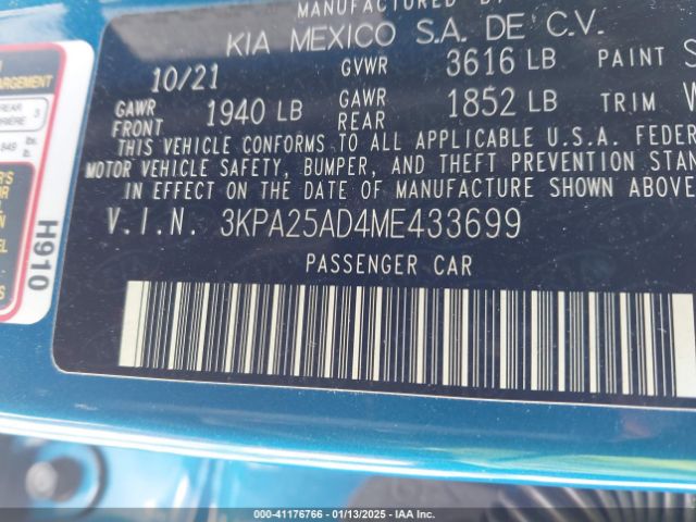 3KPA25AD4ME433699 KIA Rio 5-door S