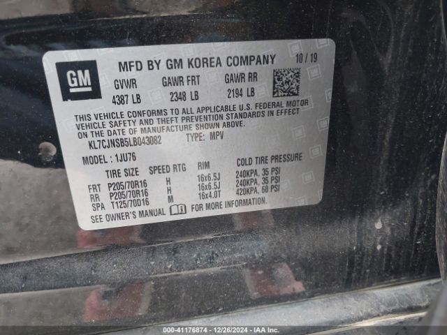 KL7CJNSB5LB043082 Chevrolet Trax Awd Ls