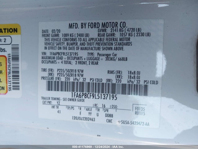 Ford Mustang Gt Premium Fastback 2020 1FA6P8CF9L5137195 Image 9