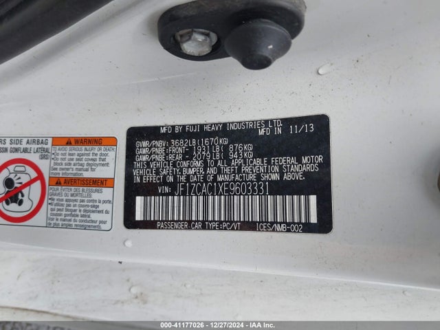 Subaru Brz Limited 2014 JF1ZCAC1XE9603331 Image 9