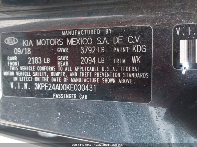 KIA Forte Lxs 2019 3KPF24AD0KE030431 Image 9