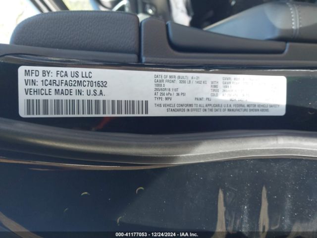 2021 JEEP GRAND CHEROKEE 1C4RJFAG2MC701632 Photo 8