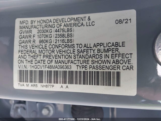 1HGCV1F48MA096363 Honda Accord Sport Special Edition
