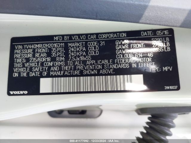 YV440MRU2H2016311 Volvo Xc60 T5 Inscription